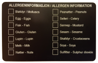 Allergenkort 86 x 54mm, for avkryssing, Sort