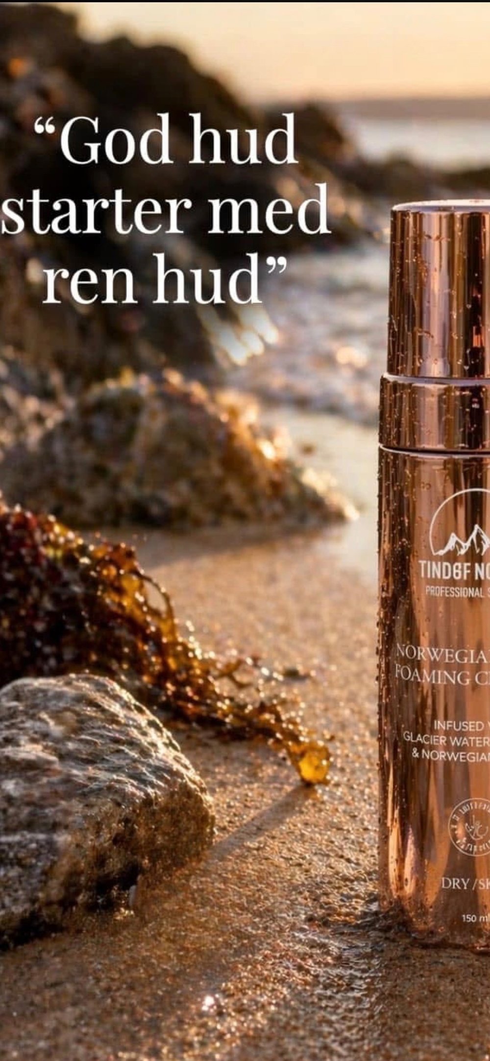 Tind of Norway Norwegian Foaming Cleanser med fjellvann, på strand