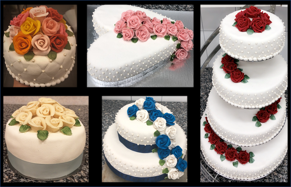 Utvalg av bryllupskaker fra Granum Bakeri