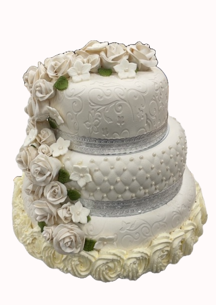 Bryllupskake i flere etasjer fra Granum Bakeri