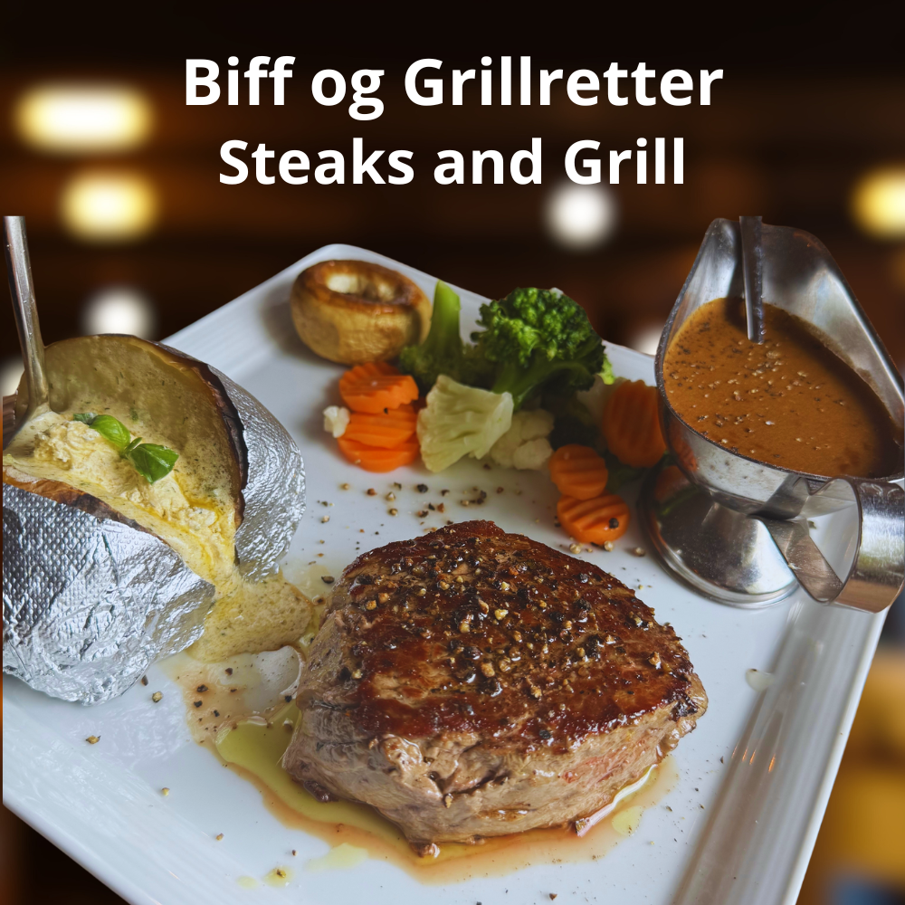 Biff og grillretter hos Cafe Toscana – mørt indrefilet med béarnaise eller peppersaus