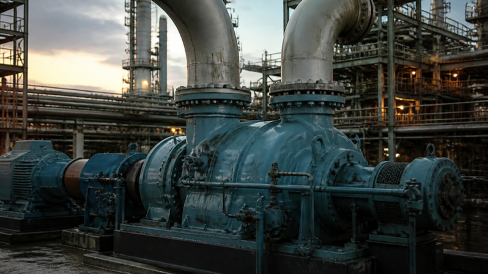 Illustration of a two-stage process pump in a refinery