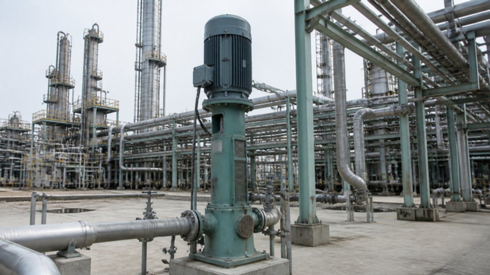 Illustration of a vertical can pump in a petrochemical plant