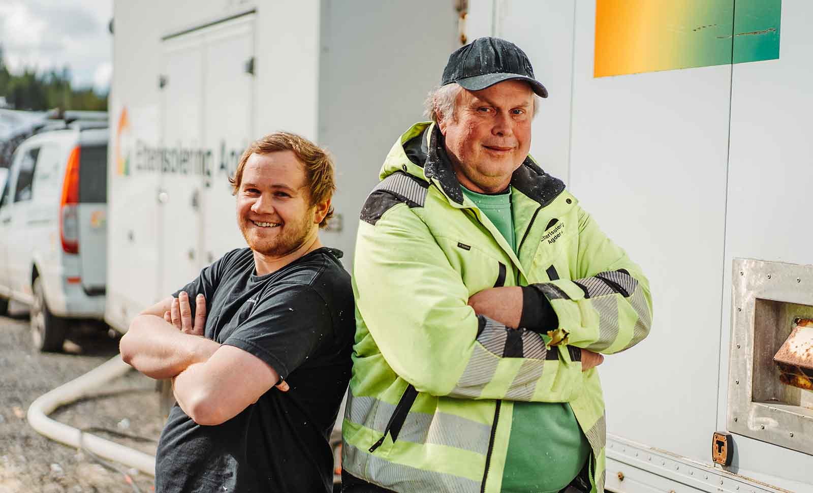 Ansatte fra Etterisolering Agder AS: Arne Folkvord og Oddbjørn Aavitsland
