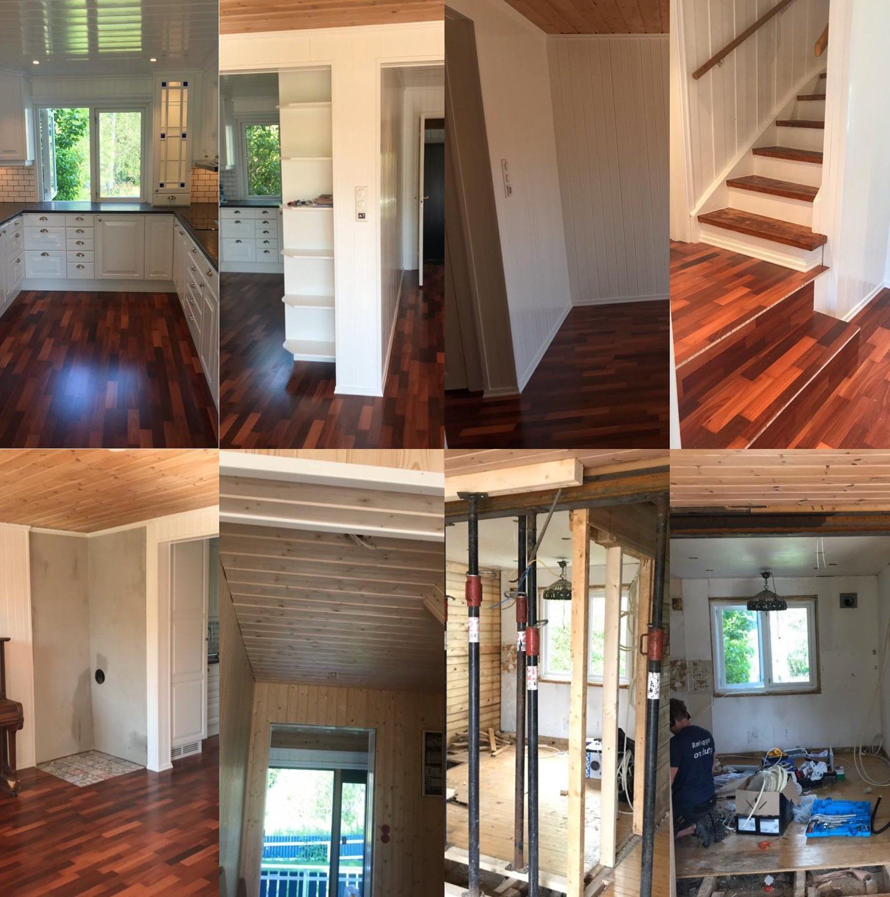 Før: Kjøkken og stue før oppussing – AB Total Bygg AS