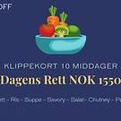 Dagens rett / klippekort 10 middager-1800 kr