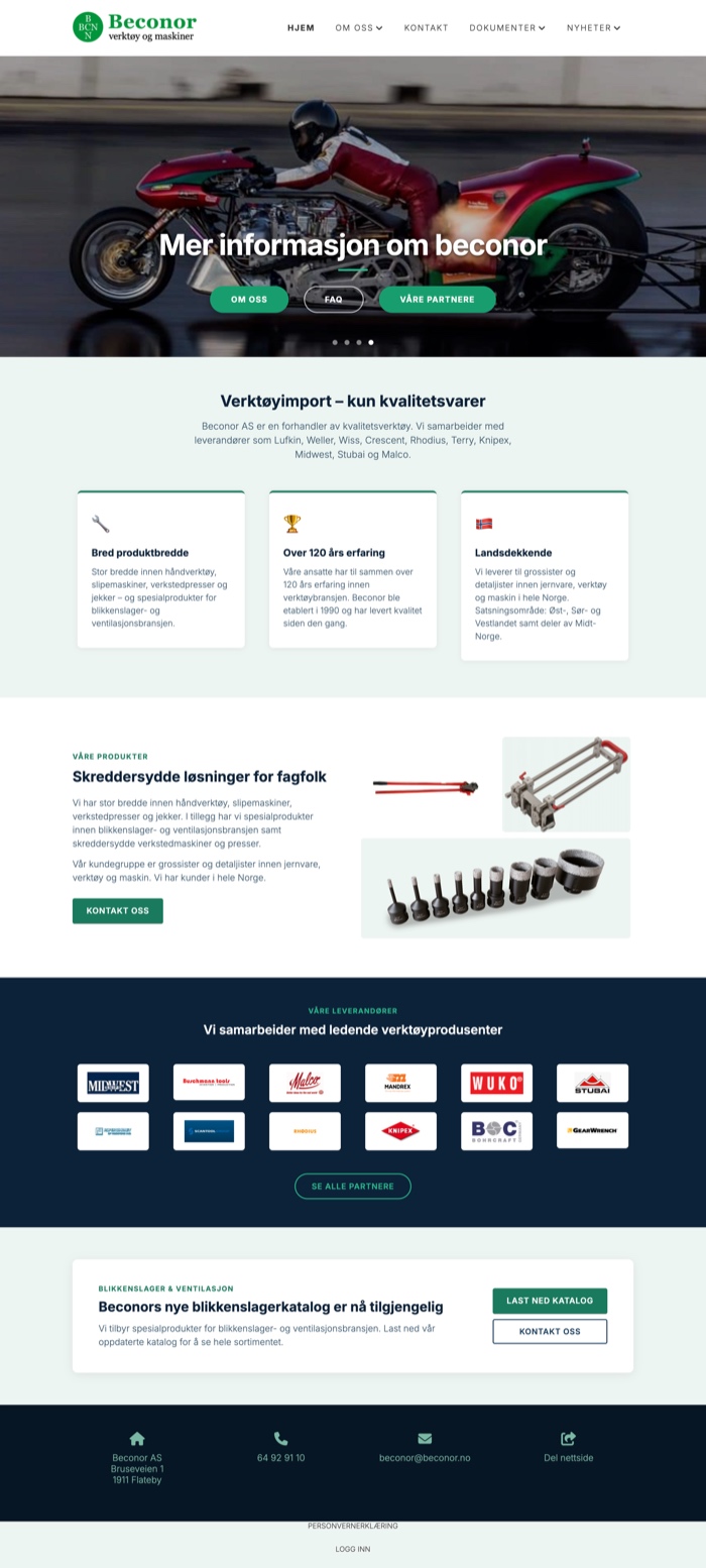 Skjermbilde av beconor.no