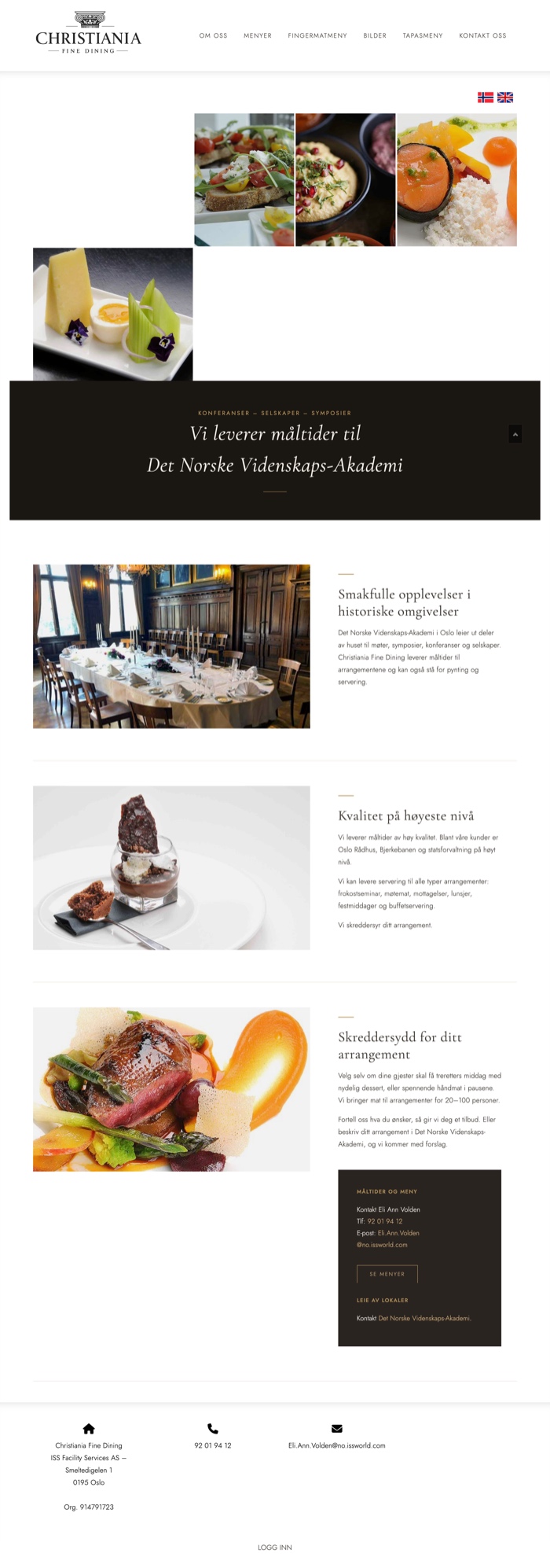 Skjermbilde av christiania-fine-dining.no