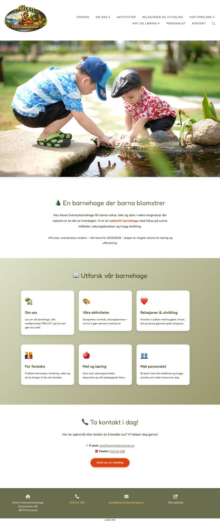 Skjermbilde av eventyrbarnehage.no