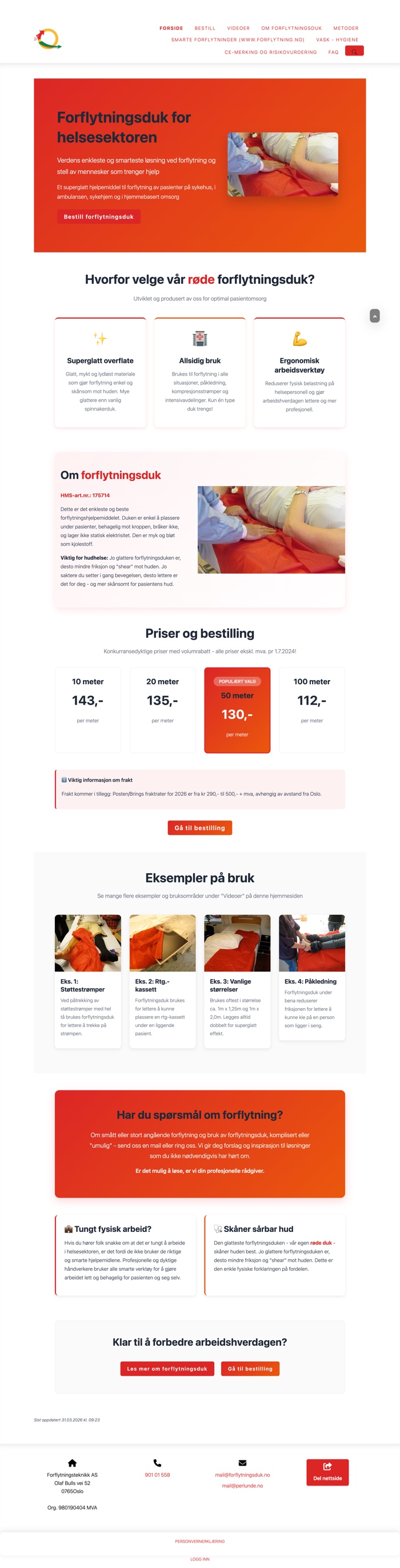 Skjermbilde av forflytningsduk.no