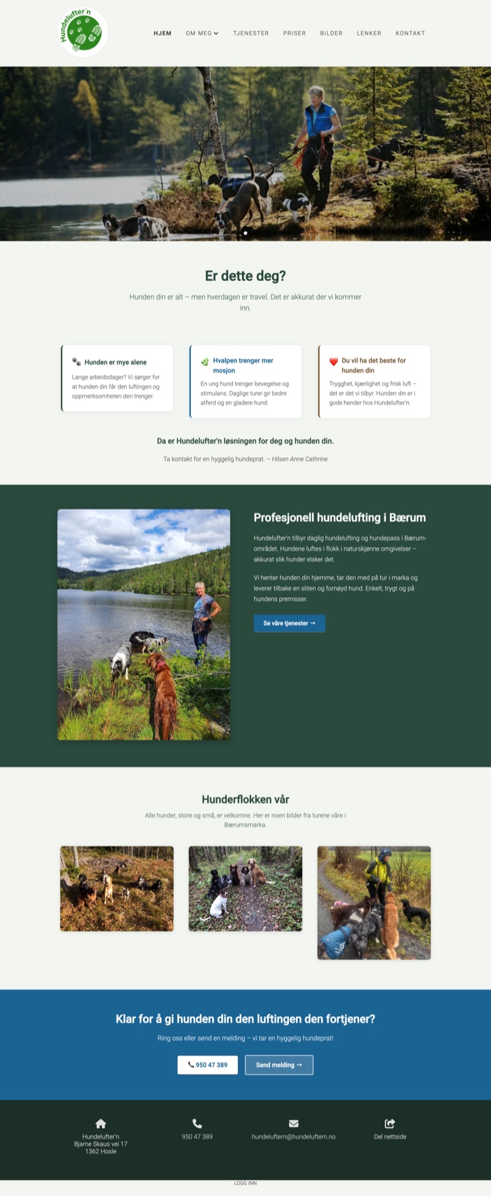 Skjermbilde av hundeluftern.no