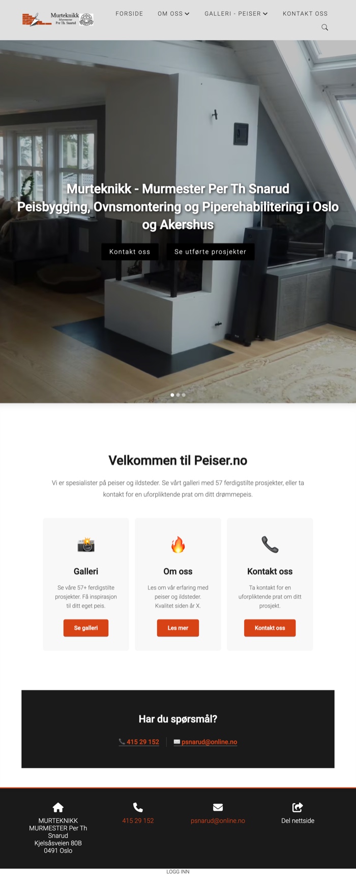 Skjermbilde av peiser.no