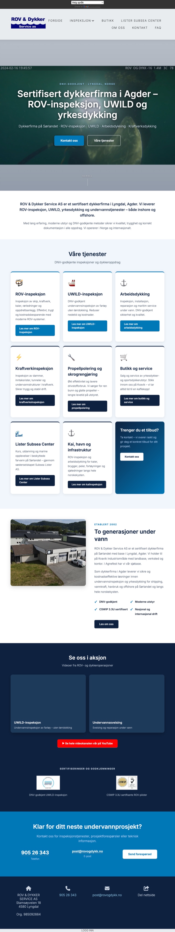 Skjermbilde av rovogdykk.no