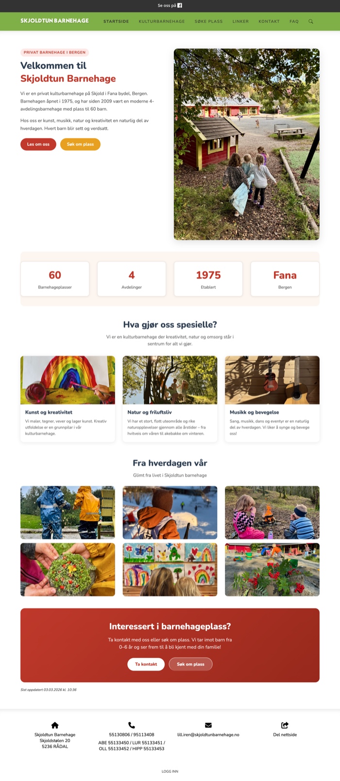 Skjermbilde av skjoldtunbarnehage.com
