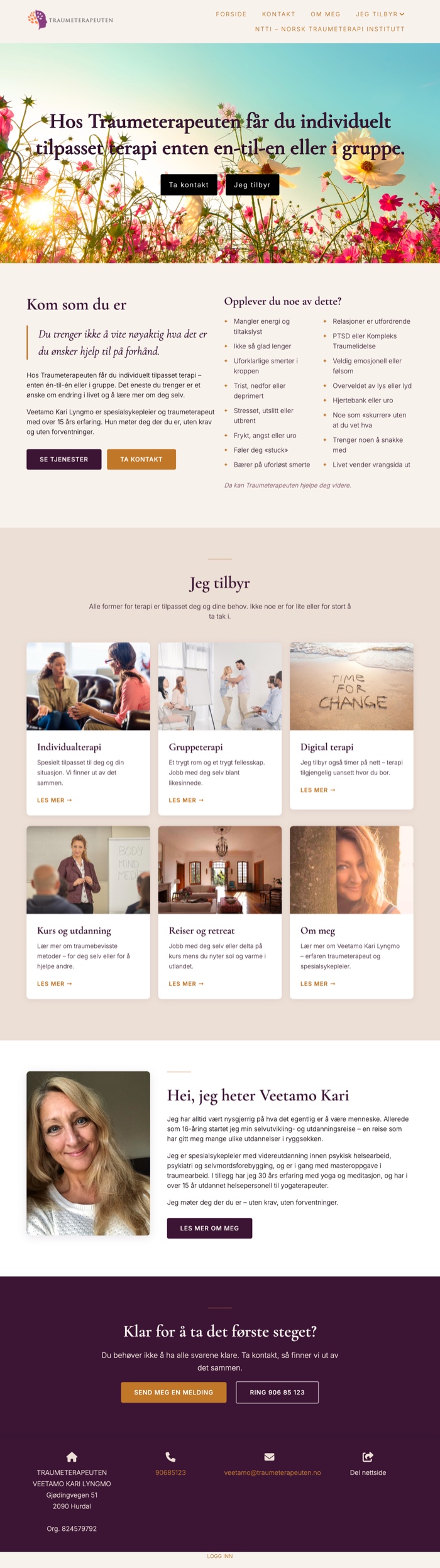 Skjermbilde av traumeterapeuten.no