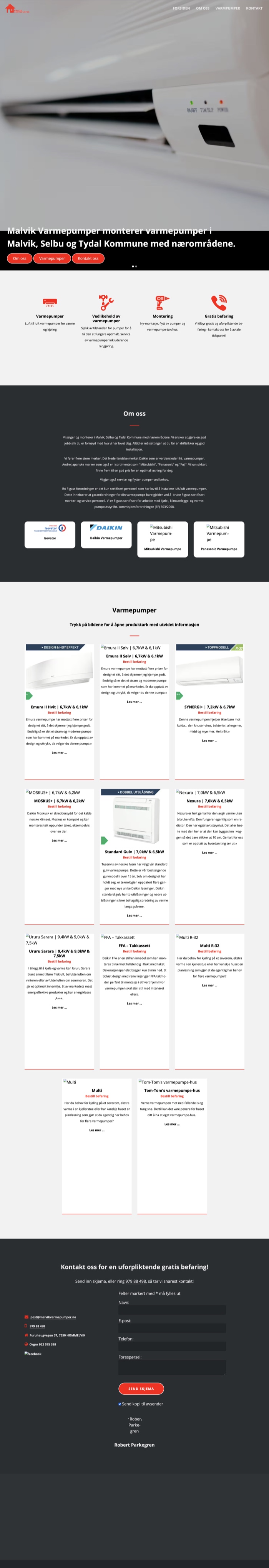 Malvik Varmepumper gammel nettside