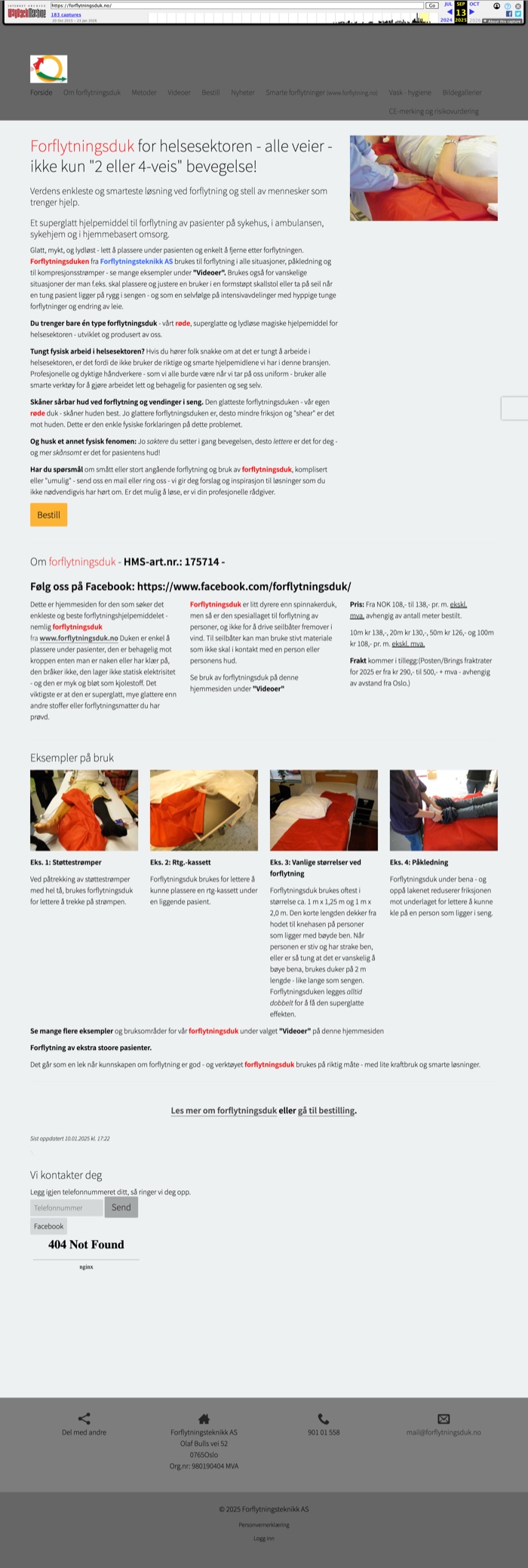 Forflytningsduk gammel nettside