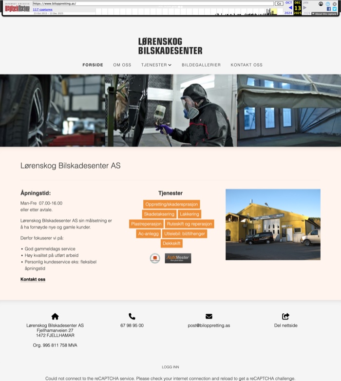 Lørenskog Bilskadesenter gammel nettside