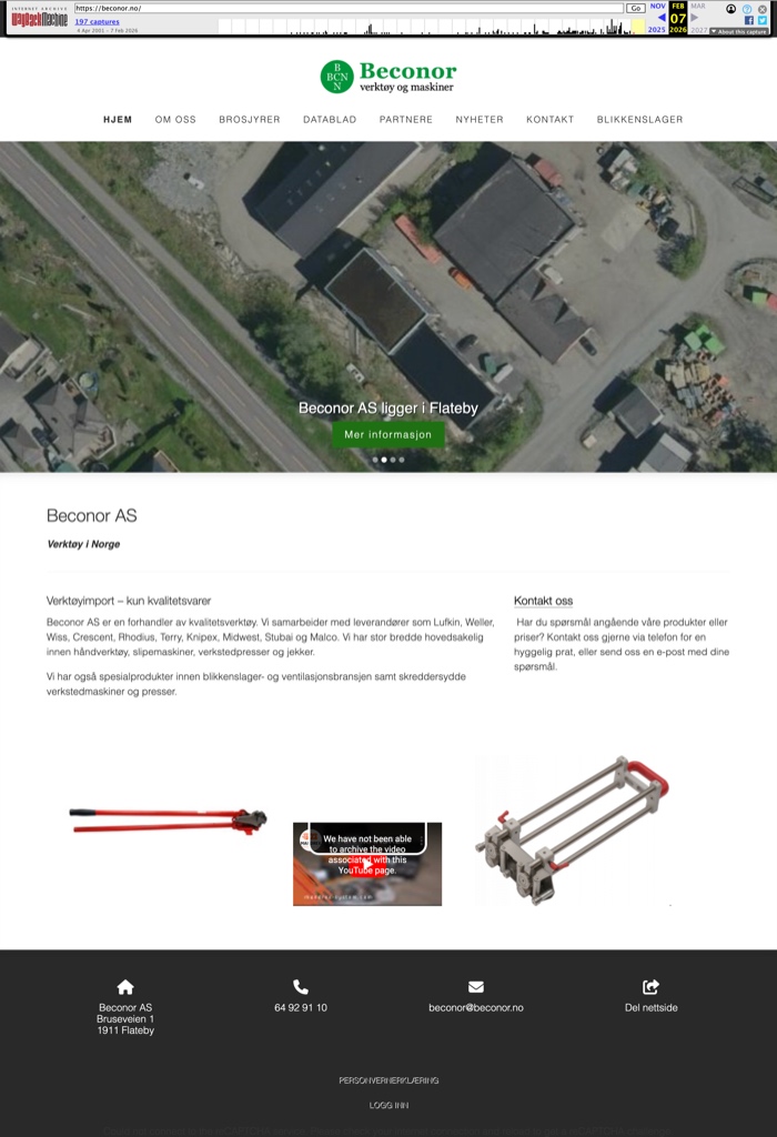 Beconor AS gammel nettside