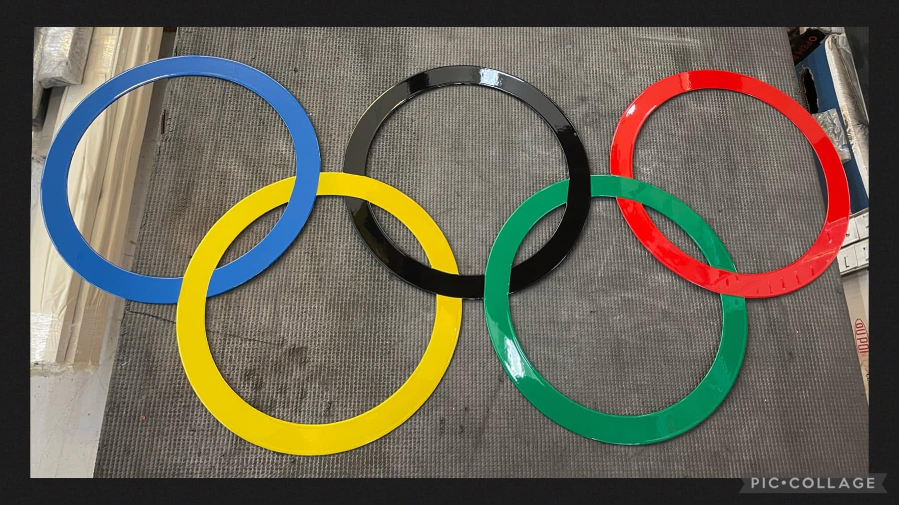 Olympiske ringer pulverlakkert i fem farger