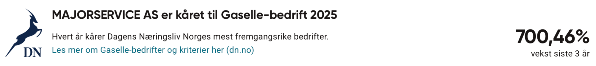 Majorservice – Gaselle-bedrift flere år på rad