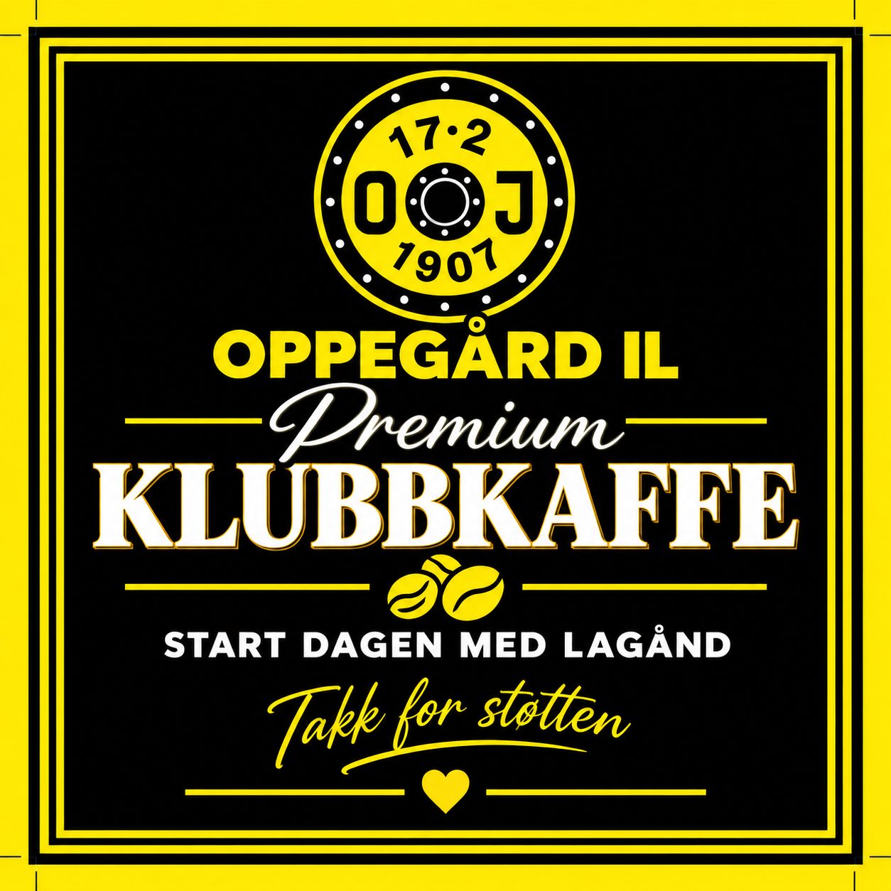 Eksempel på personlig kaffeetikett – Oppegård IL Premium Klubbkaffe