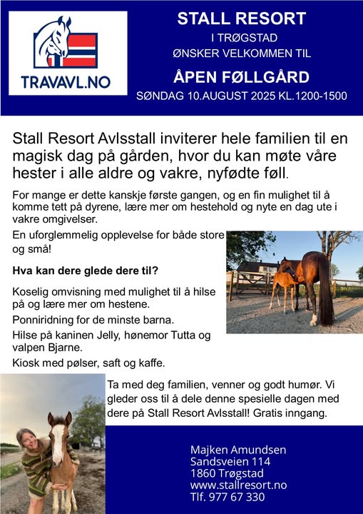 Velkommen til Åpen Føllgård Stall Resort søndag 10.august 2025