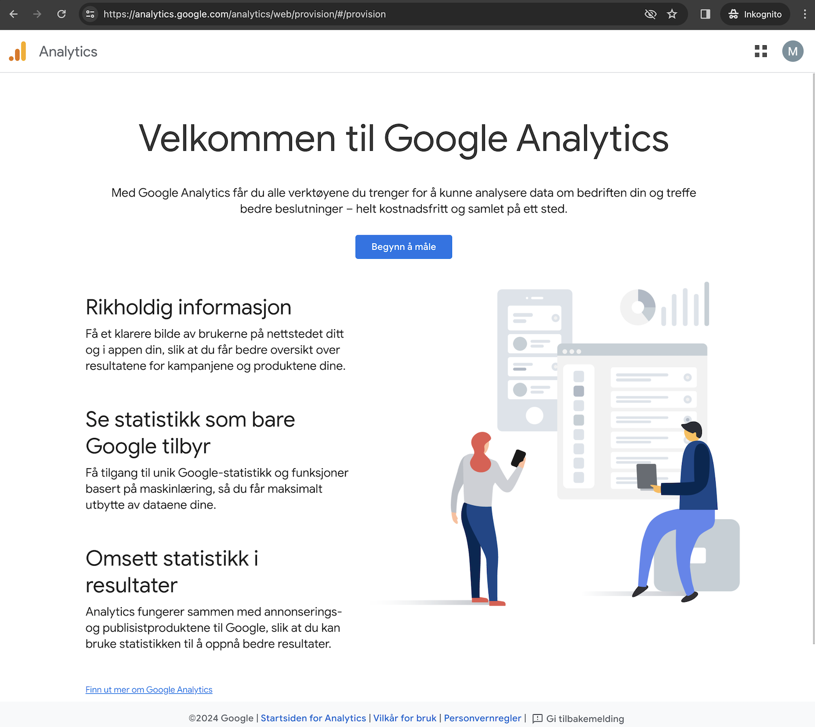 Vellykket test av sporingskode i Google Analytics