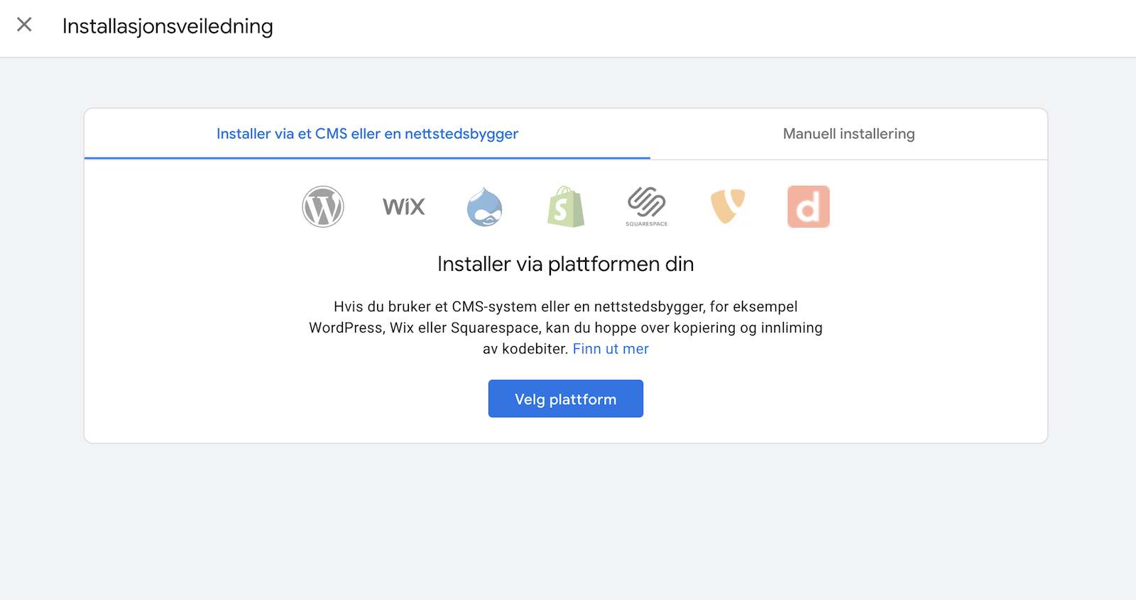 Manuell installering av sporingskode i Google Analytics