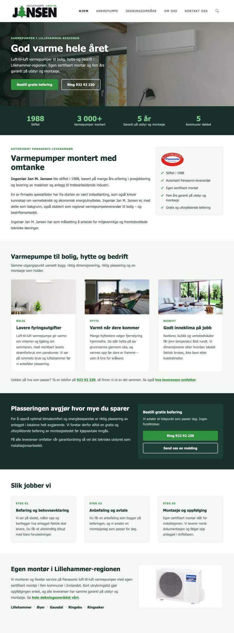 Skjermbilde av hele nettsiden til Ingeniør Jan M. Jansen