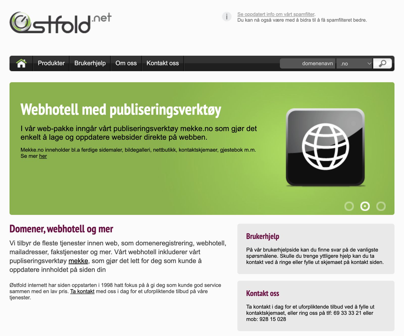 Skjermbilde av en tidlig versjon av ostfold.net