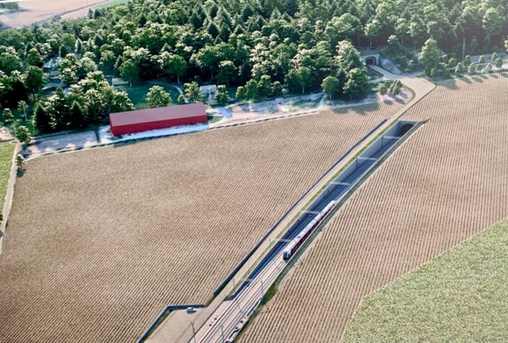 Jernbanesporet over Carlberg og Dilling