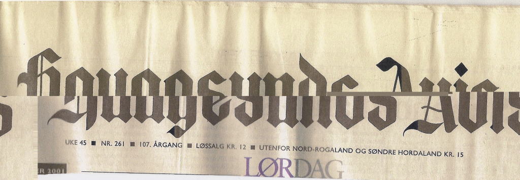 Haugesund Avis 2001 Tore Andersen