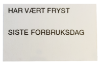 Etikett 26x16, Hvit 5,  Har vært fryst, Siste forbruksdag