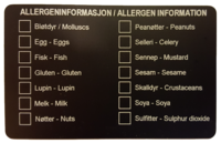 Allergenkort 86 x 54mm, for avkryssing, Sort