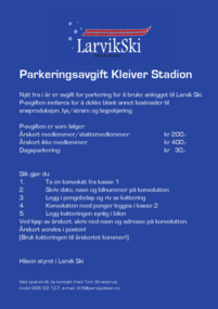 Larvik Ski innfører P-avgift fra 1.januar 2013
