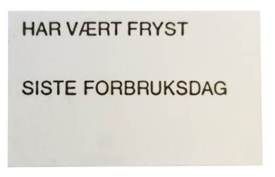 Etikett 26x16, Hvit 5,  Har vært fryst, Siste forbruksdag