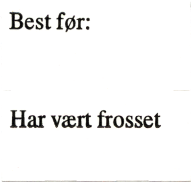 Etikett 29x28, Hvit 5, Best før, Har vært frosset