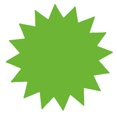 Plakatkartong «Stjerne» 2-sidig, 35cm, Grønn fluor