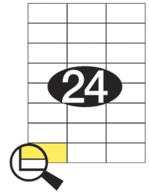 Etiketter K/L/I 70x36 mm, 24 pr.ark (3x8), gul fluor