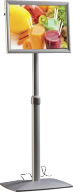 Infostativ A4, LED, Stående/ Liggende, Justerbar høyde