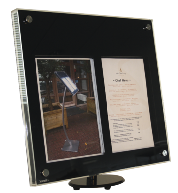 Meny- / infodisplay Bord/vegg, 2xA4, LED, Akryl