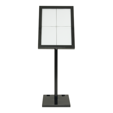 Meny-/ Infodisplay 4xA4, LED, Sort lakkert stål, Stående/Liggende