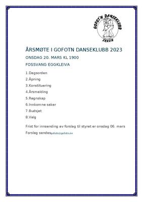 Årsmøte i Gofot'n Danseklubb 20.03.24