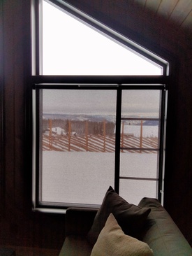 Rullegardin: Hytte Musdalen, Stoff: Sky 7483