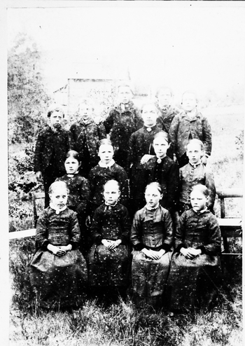 REF-0077 (0077a) Aune skule, Grindal. Skuleklasse ca 1890