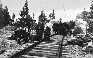 REF-0173B Ulsberg Rennebu ca 1920  
Anleggsarbeid på Dovrebanen. Nr. 3 f.v.foran: Nils Havdal
