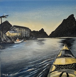 Kajak i Lofoten 20x20cm 1300,-