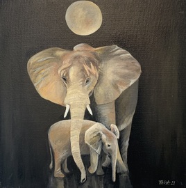 Elefant-natt 30x30cm 2500,-