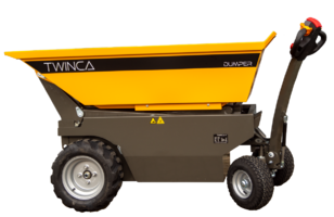 Twinca ES 800 elektrisk søpletralle / minidumper Vekt 488 kg ( egenvekt) Bredde 865mm, Høyde 1053mm, Lengde 2063mm Lastekapasitet 800 kg Strømbehov ved lading er 1 fas / 230 volt